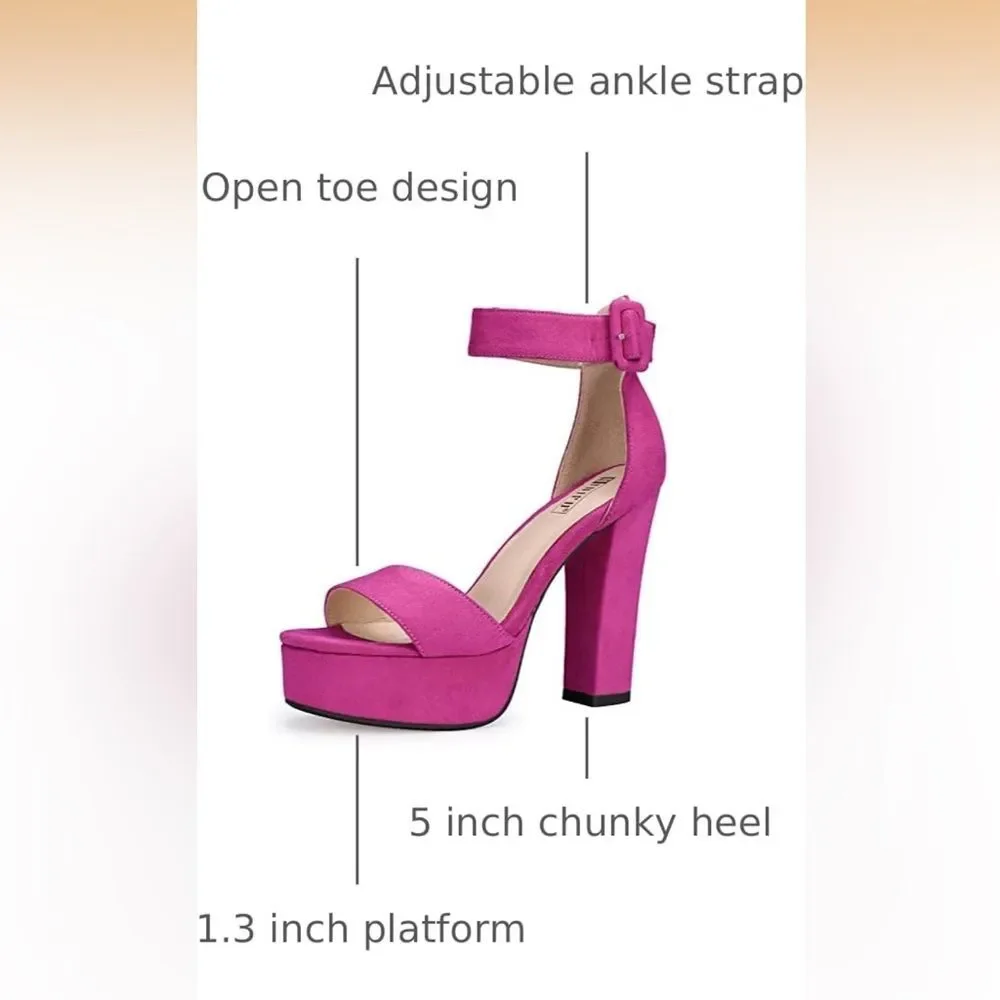 IDIFU IN5 Sabrina Platform Block Chunky High Heels Ankle Strap Heel size 7